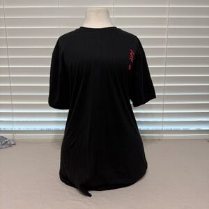 Classic Black Tee with Red Accent